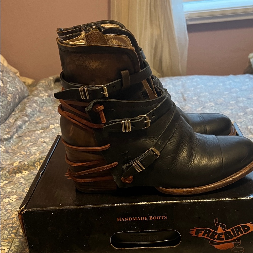Freebird Black Leather Buckle Boots “Crue” - Picture 4 of 7